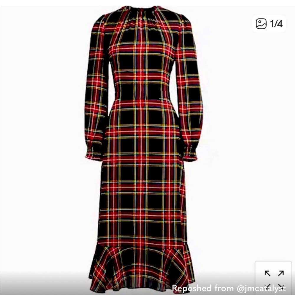 J. Crew Red and Black Plaid Long Sleeve Dress